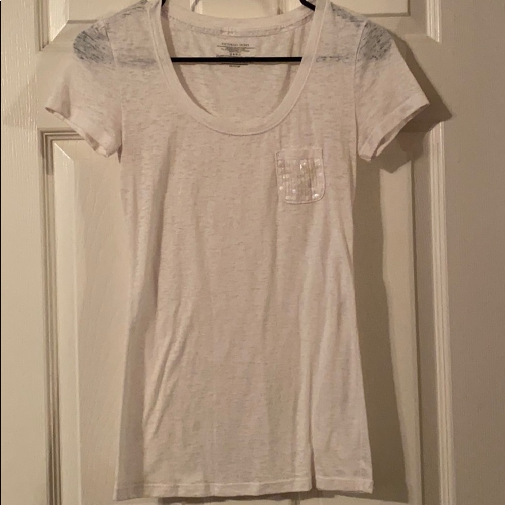 SOLD Victoria Secret’s White Tee w/ Sequin Pocket